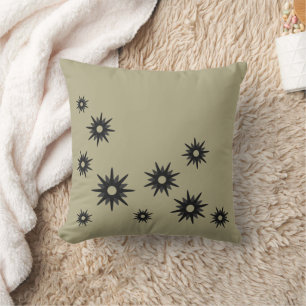 Sage Green & Black Starburst Design Kussen
