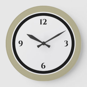 Sage Green Black & White Minimalist Large Clock Grote Klok