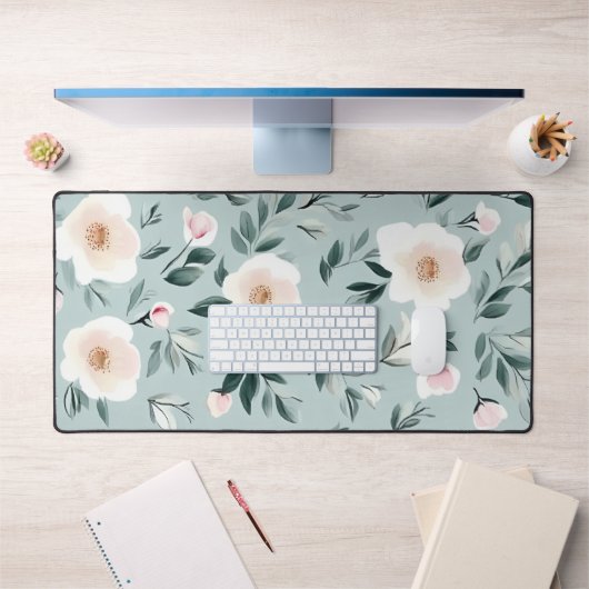 Sage Green blanc Peonies florales (Bureau 1)