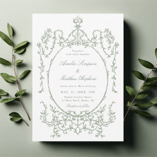 Sage Green Bloemen Lijst bruiloft Kaart