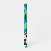 Sage Green, Blue, Black en White Stippen Abstract iPhone Hoesje (Rechterkant)