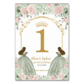 Sage Green Blush Bloemen Tweeling Quinceanera Verj Kaart (Achterkant)