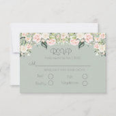 Sage Green Blush Floral Mariage élégant RSVP (Devant)