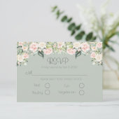 Sage Green Blush Floral Mariage élégant RSVP (Debout devant)
