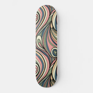 Sage Green, Blush Pink, Dusty Blue Retro Swirl Skateboard