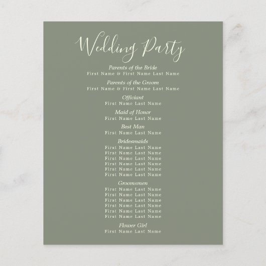 Sage Green & Blush Pink Floral Wedding Programme (Dos)