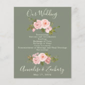 Sage Green & Blush Pink Floral Wedding Programme (Devant)