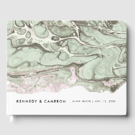 Sage Green & Blush Pink Minimalist Marble Gastenboek