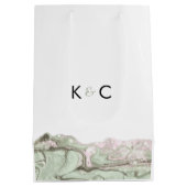 Sage Green & Blush Pink Minimalist Marble Medium Cadeauzakje (Achterkant)