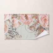 Sage Green Blush Pink Waterverf Floral Elegant Bad Handdoek (Handdoek)