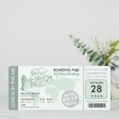 Sage Green Boarding Pass Destination Wedination Save The Date (Staand voorkant)