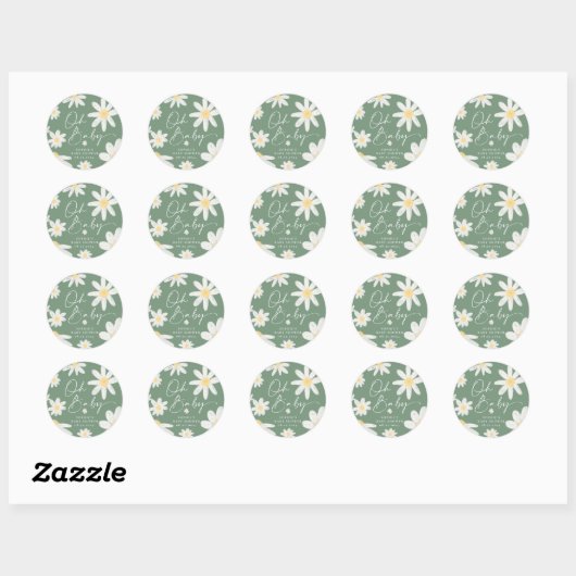 Sage Green Bohemian Faisy Sticker rond Fleur (Feuille)