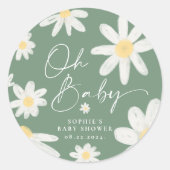 Sage Green Bohemian Faisy Sticker rond Fleur (Devant)