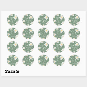 Sage Green Bohemian Faisy Sticker rond Fleur