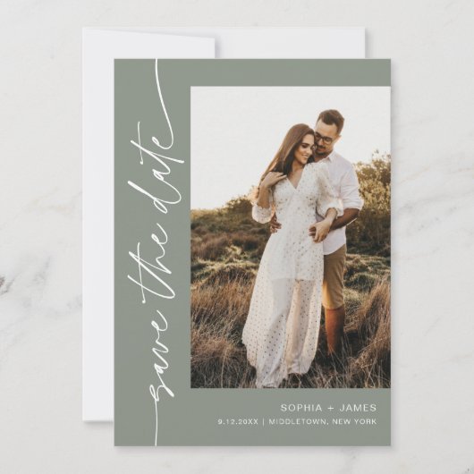 SAGE Green Bohemian Photo Enregistrer La Carte Dat (Devant)