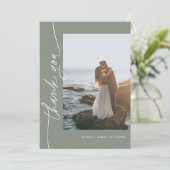 SAGE Green Bohemian Photo Mariage Carte de remerci (Debout devant)