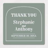 Sage Green Bohemian Retro Arch Dank je huwelijk Labels (Design 2)