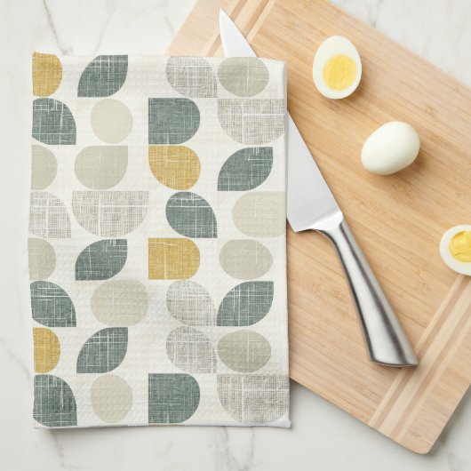 Sage Green Boho Abstract Theedoek (Quarter Fold)