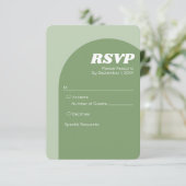 Sage Green Boho Arch - Minimale bruiloft RSVP Kaartje (Staand voorkant)