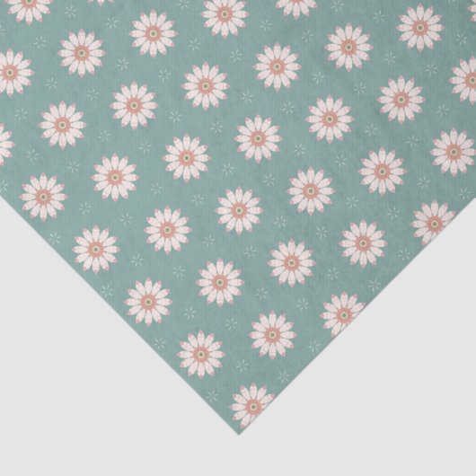  Sage Green Boho bloempatroon Tissuepapier (Detail)