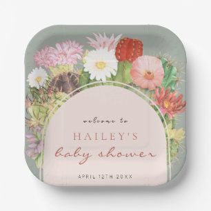 Sage Green Boho Bloom Cactus Baby shower Papieren Bordje