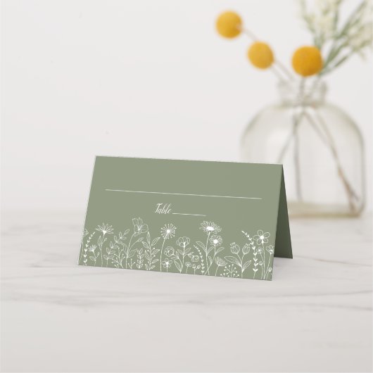 Sage Green Boho Chic Rustic Wildflower Floral (Voorkant)