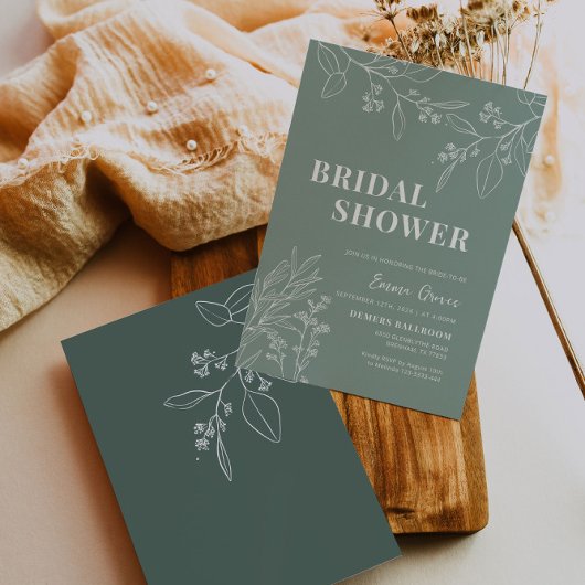 Sage Green Boho Floral Bridal Shower Kaart