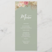 Sage green Boho Floral Mariage plat Menu (Devant)