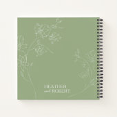 Sage Green Boho Floral Mariage Spiral Livre d'invi (Dos)