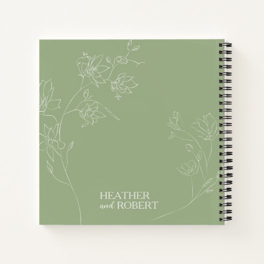 Sage Green Boho Floral Mariage Spiral Livre d'invi (Dos)