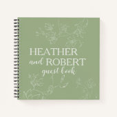 Sage Green Boho Floral Mariage Spiral Livre d'invi (Devant)