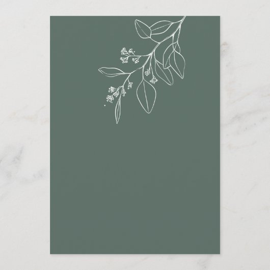 Sage Green Boho Menu Mariage avec des oeuvres d'ar (Dos)