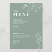 Sage Green Boho Menu Mariage avec des oeuvres d'ar (Devant)
