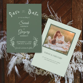 Sage Green Boho Minimalist Save the Date Kaart
