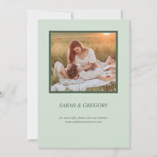 Sage Green Boho Minimalist Save the Date Kaart (Achterkant)