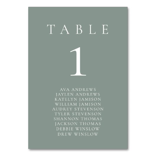 Sage Green Boho Minimaliste Siège Numéro de table (Par défaut)