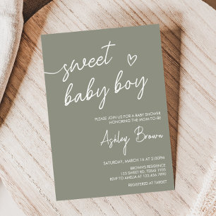 Sage Green Boho Minimalistisch Baby shower Kaart