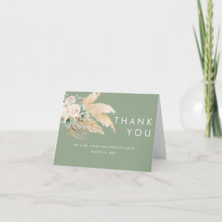 Sage Green Boho Pampas Grass Bedankkaart