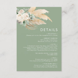 Sage Green Boho Pampas Grass Details Informatiekaartje