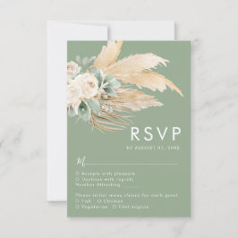 Sage Green Boho Pampas Grass RSVP Kaartje