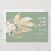 Sage Green Boho Pampas Grass Sla de datum op Kaart (Voorkant)