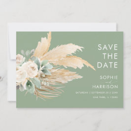 Sage Green Boho Pampas Grass Sla de datum op Kaart