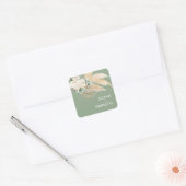 Sage Green Boho Pampas Grass Vierkante Sticker (Envelop)
