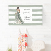Sage Green Boho Waterverf Stripes Vrijgezellenfees Spandoek (Insitu)