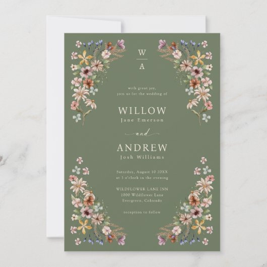 Sage Green Boho Wedding Kaart (Voorkant)