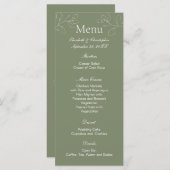 Sage Green Boho White Floral Botanical Wedding Menu (Voorkant / Achterkant)