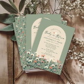 Sage Green Boho Wildflower Baby in Bloom Shower Kaart