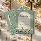 Sage Green Boho Wildflower Baby in Bloom Shower Kaart