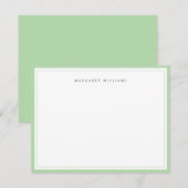 Sage Green Border Eenvoudige minimalist Notitiekaartje (Voorkant / Achterkant)