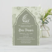 Sage Green Botanical Arch Ramadan Iftar Invitation (Debout devant)